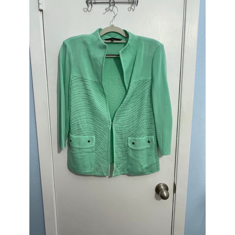 Ming Wang Cardigan Sweater Small Mint Green Clueless Preppy Old Money NWT